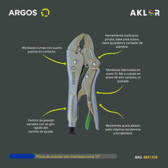 ARGOS 8861206 PINZA DE PRESIÓN CON MORDAZA CURVA 10in