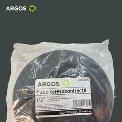 ARGOS Tubo termorretractil para aislamiento electrico de 1/2 pulgada, 25 metros de largo, color negr