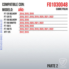 Italika F01030048 Cubrepolvo Amort Suspension Barra