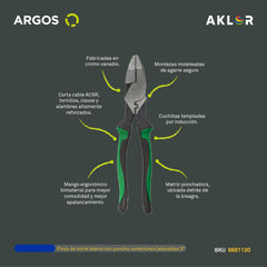 ARGOS 8861130 PINZA ELÉCTRICA 9in CON PONCHADORA Y JALA GUÍA