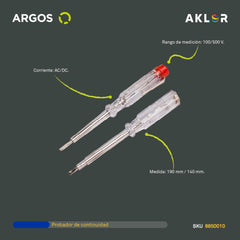 ARGOS 8850010 DESARMADOR PROBADOR DE CORRIENTE ALTERNA