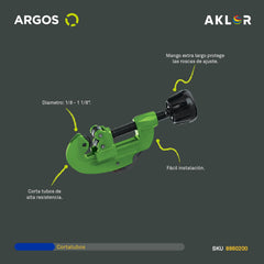 ARGOS 8860200 CORTADOR DE TUBO DE COBRE 1/8 - 1 1/8”