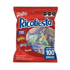 Ricofiesta de Ricolino surtido de dulces para piñata, posadas, fiestas - Bubulubu mini, Bocadín, Panditas mini y Krankys mini - AKLOR soluciones para hoy