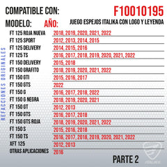 Italika F10010195 Juego Espejos C/logo Y Leyenda