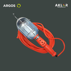 LÁMPARA DE TALLER CON CANASTILLA METÁLICA USO RUDO 8 METROS 16 AWG, NARANJA, ARGOS 9720115