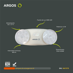 Argos Lampara de emergencia smd led recarcagable con encendido automatico