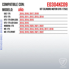 Italika E0304kc09 Kit Cilindro Motorcon Leds 2015
