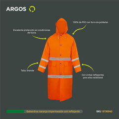 ARGOS IMPERMEABLES PARA LLUVIA CHAMARRA IMPERMEABLE HOMBRE DE ALTA VISIBILIDAD