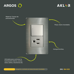 ARGOS 8841905 APAGADOR Y CONTACTO DE ACERO INOXIDABLE