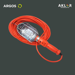 LÁMPARA DE TALLER CON CANASTILLA METÁLICA USO RUDO 15 METROS 16 AWG, NARANJA, ARGOS 9720115