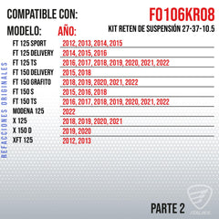 ITALIKA F0106KR08 KIT RETEN DE SUSPENSION 27-37-10.5 D125, DT110