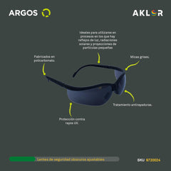 ARGOS 9720024 LENTES DE SEGURIDAD OBSCUROS AJUSTABLES