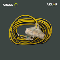 EXTENSIÓN USO RUDO REFORZADA CON TIERRA ILUMINADA 10 METROS 14 AWG, AMARILLO CON NEGRO, ARGOS 977009