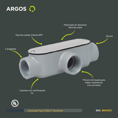 ARGOS Condulet Aluminio T 2 pulgadas