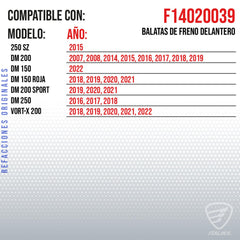 Italika F14020039 Balatas Delanteras Vortx-200