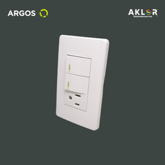 ARGOS 8840945 APAGADOR DOBLE Y CONTACTO CON PLACA BLANCA