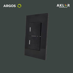 ARGOS 8843900 APAGADOR DOBLE CON PLACA DE ACRÍLICO NEGRO