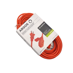 EXTENSIÓN USO RUDO REFORZADA CON TIERRA 10 METROS 16 AWG, NARANJA, ARGOS 9710215